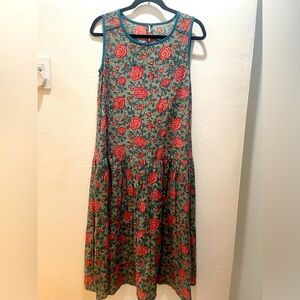 Floral Block Print Midi Dress